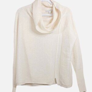 White + Warren Cashmere Sweater Womens XS Ivory Cable Knit Cowlneck Excellent